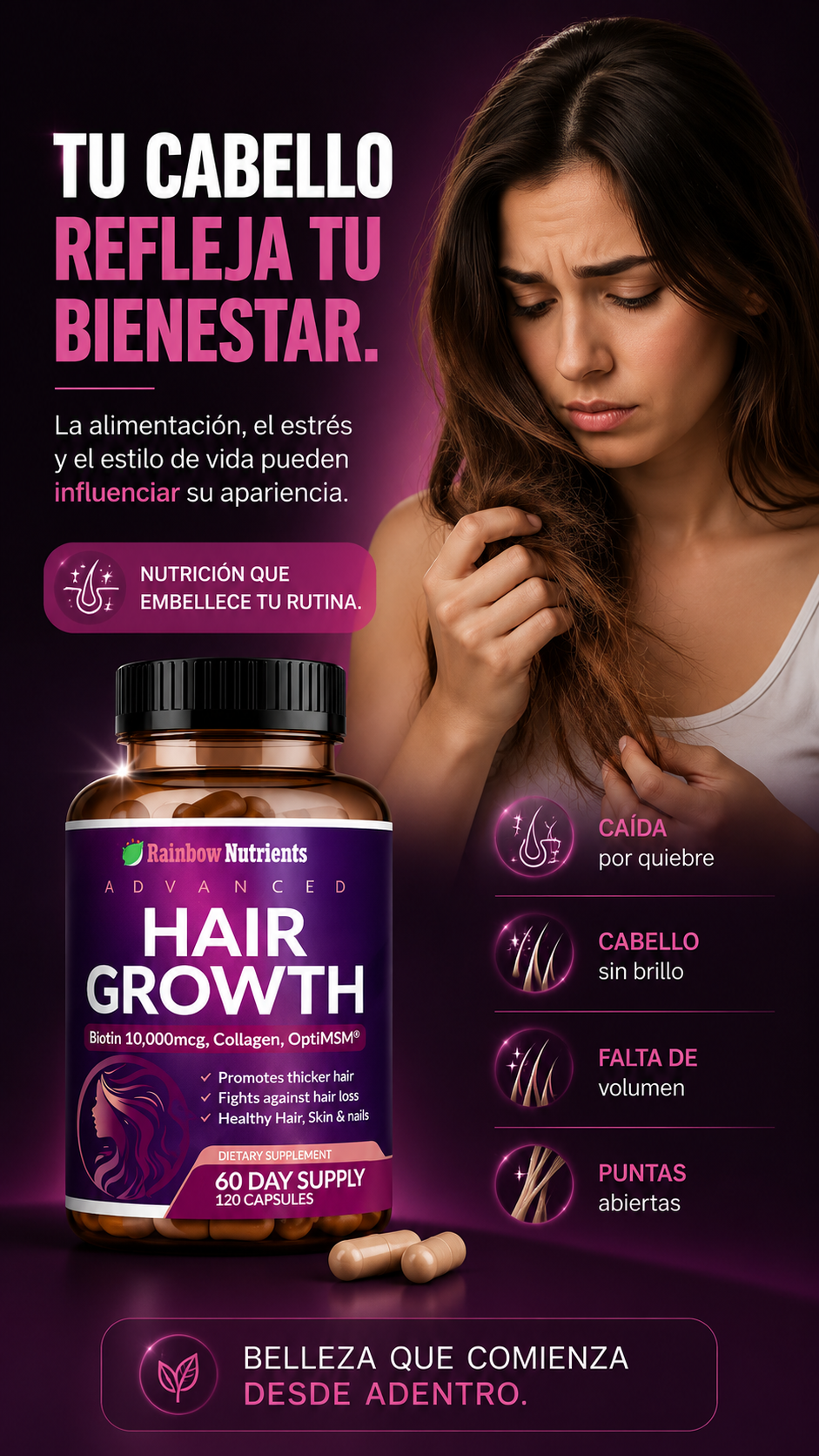 Advanced Hair Growth – Rainbow Nutrients | Nutrición Avanzada para un Cabello Más Fuerte