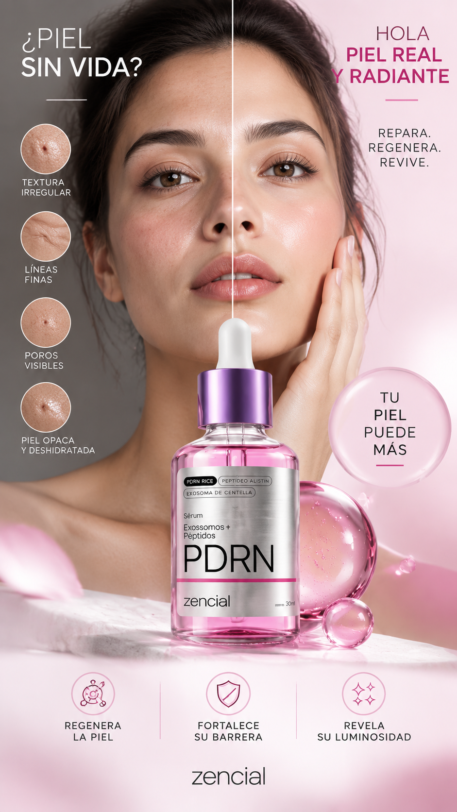 Sérum PDRN Zencial con Exosomas + Péptidos | Renueva la apariencia de tu piel y potencia su luminosidad