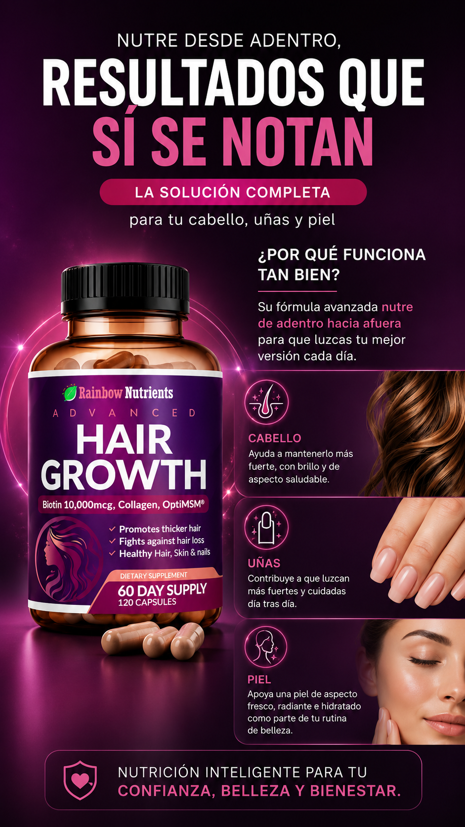 Advanced Hair Growth – Rainbow Nutrients | Nutrición Avanzada para un Cabello Más Fuerte