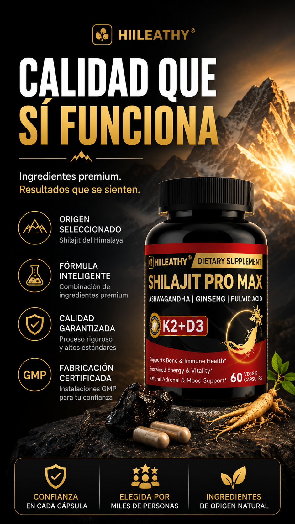 Shilajit Pro Max - Hiileathy | Fórmula Premium para Energía y Vitalidad