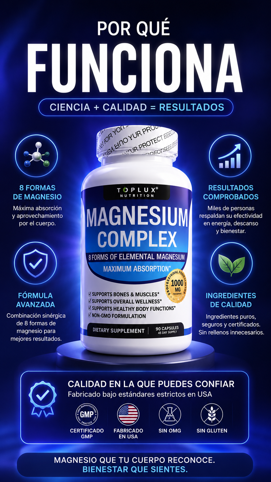 Magnesium Complex - Toplux | 8 Formas de Magnesio para tu Bienestar