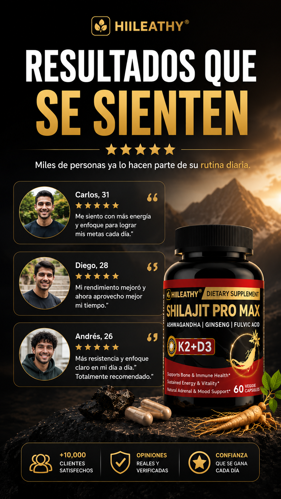 Shilajit Pro Max - Hiileathy | Fórmula Premium para Energía y Vitalidad