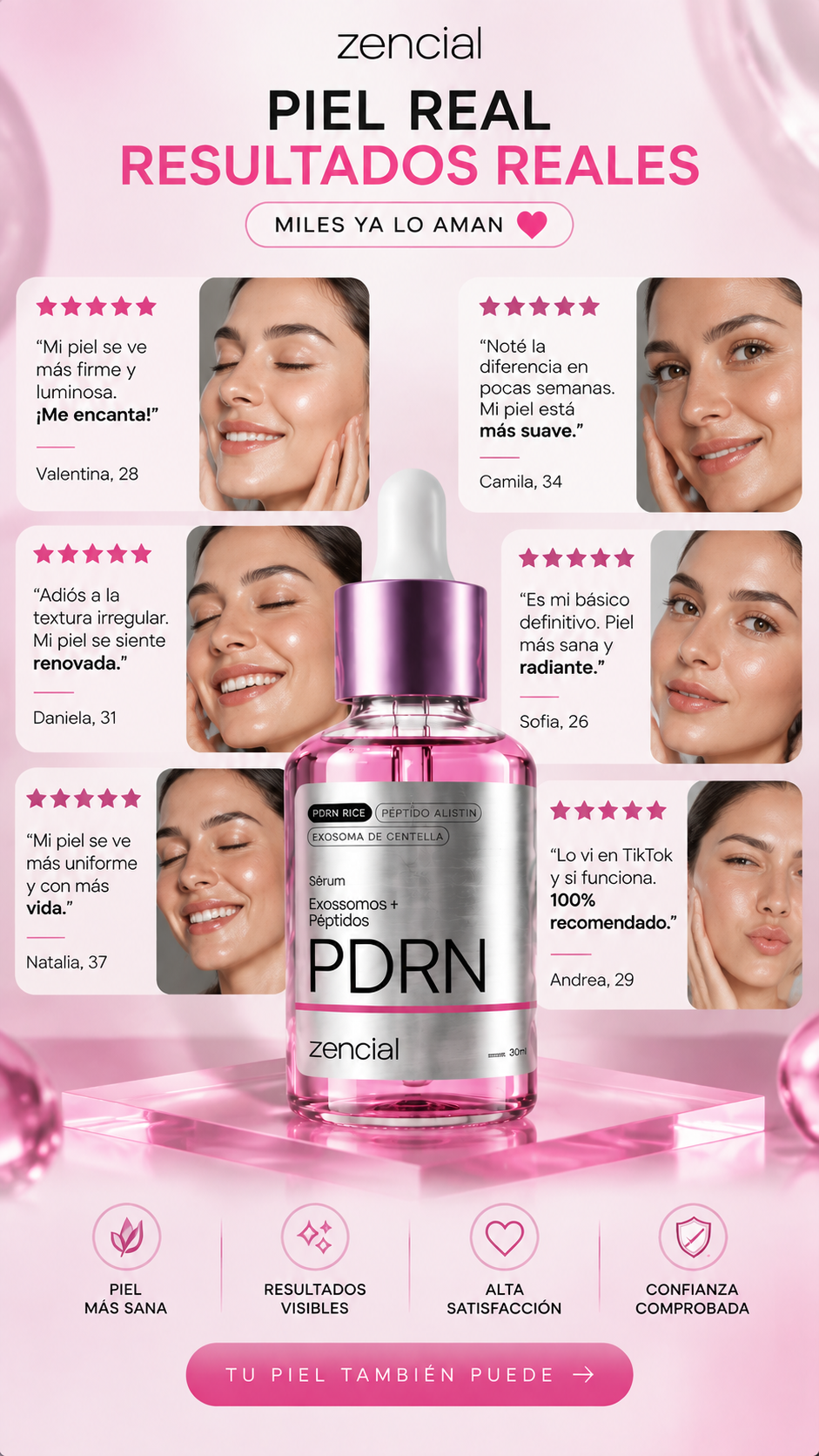 Sérum PDRN Zencial con Exosomas + Péptidos | Renueva la apariencia de tu piel y potencia su luminosidad