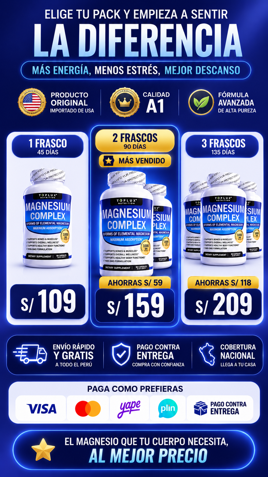 Magnesium Complex - Toplux | 8 Formas de Magnesio para tu Bienestar