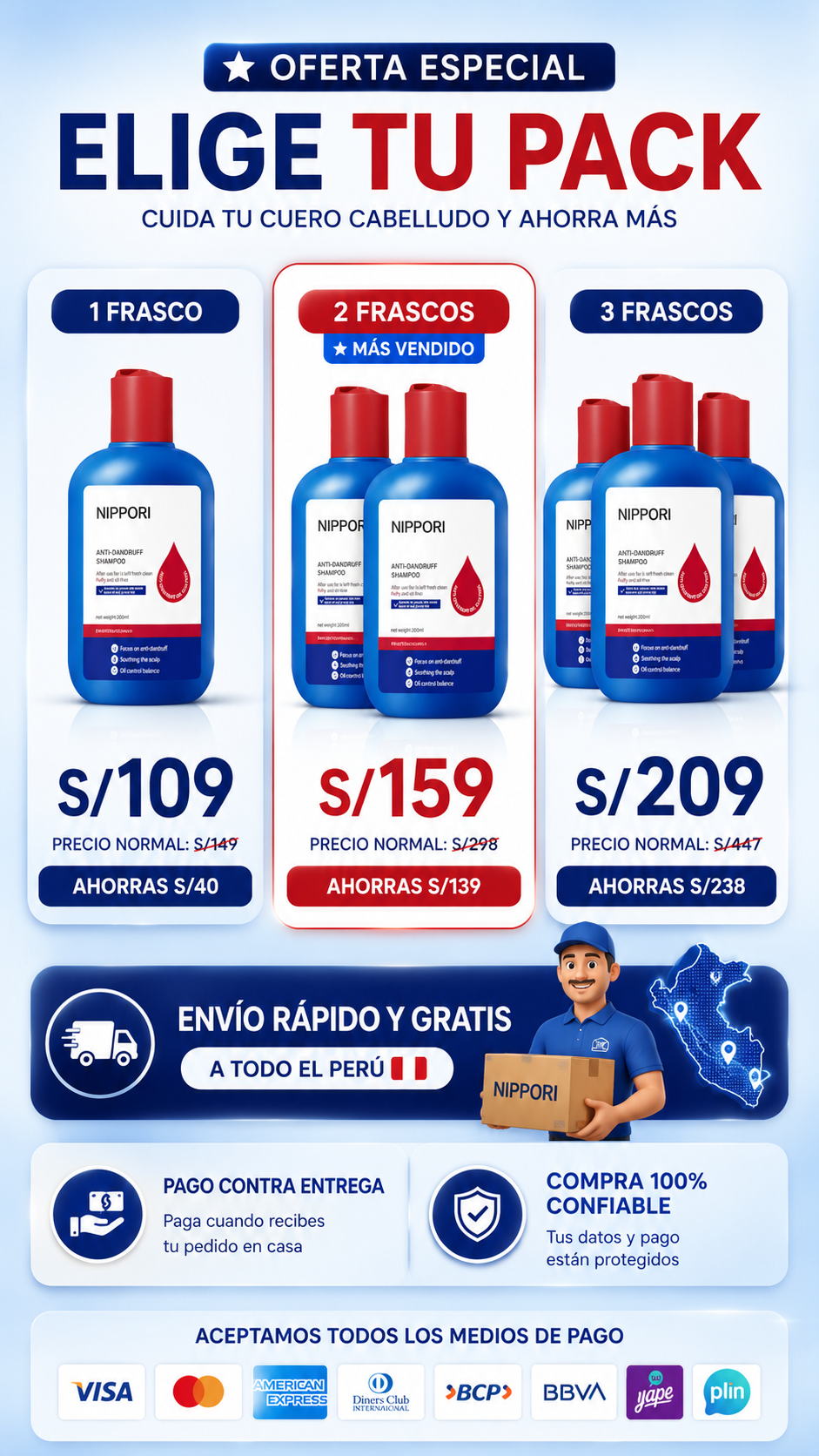 Shampoo Anticaspa y Anticebo - Nippori