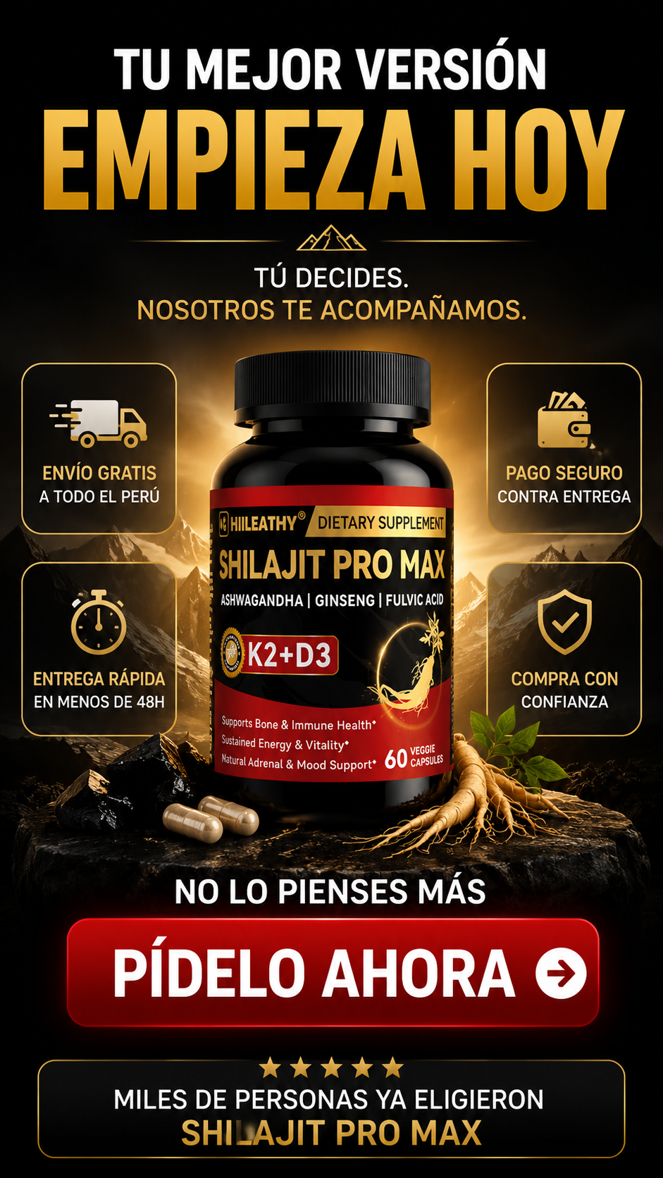 Shilajit Pro Max - Hiileathy | Fórmula Premium para Energía y Vitalidad