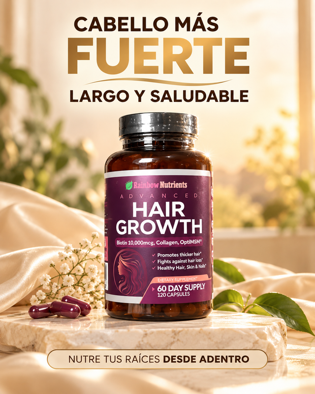 Advanced Hair Growth – Rainbow Nutrients | Nutrición Avanzada para un Cabello Más Fuerte