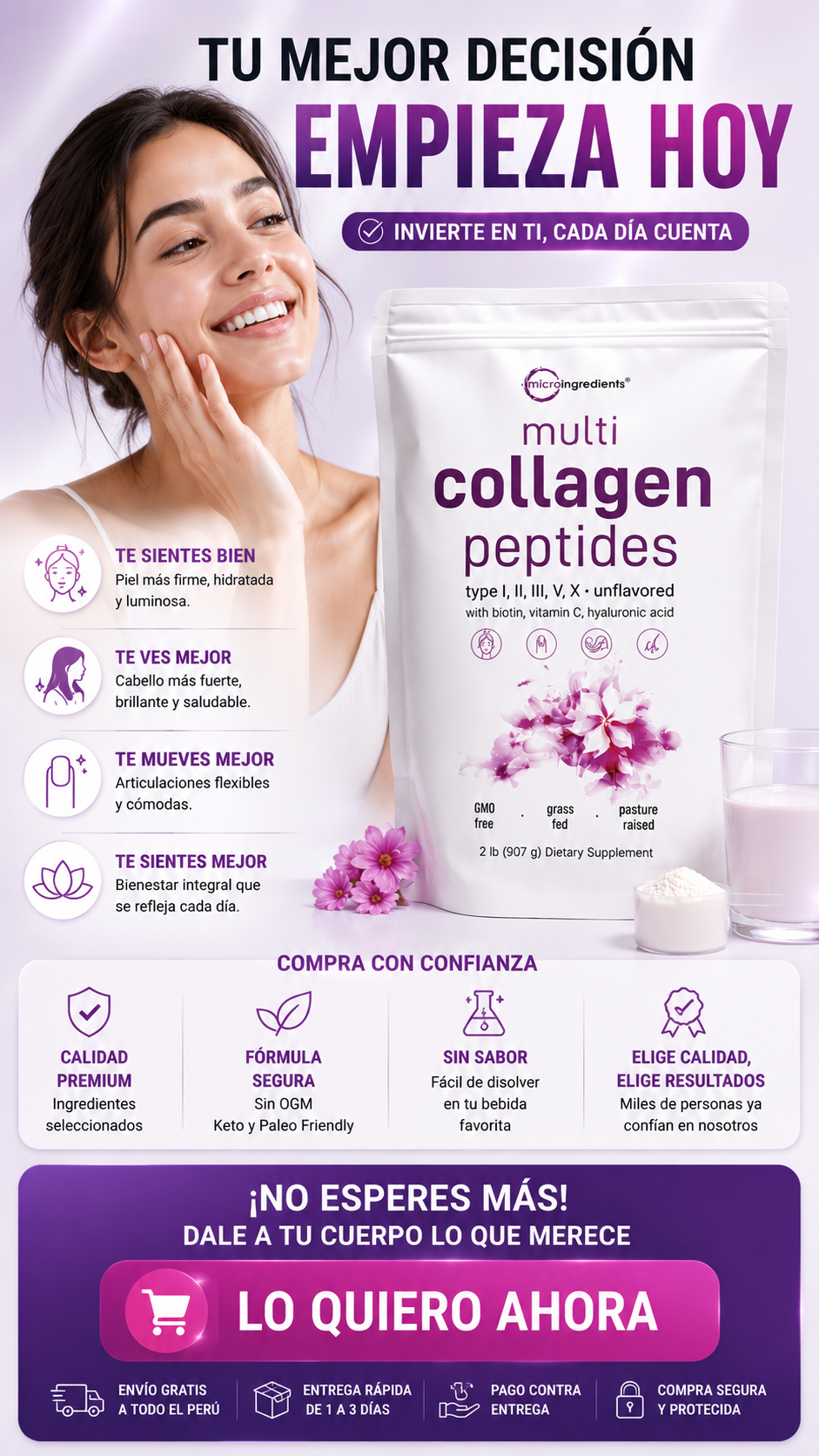 Multi Collagen Peptides – Microingredients | 2 LB