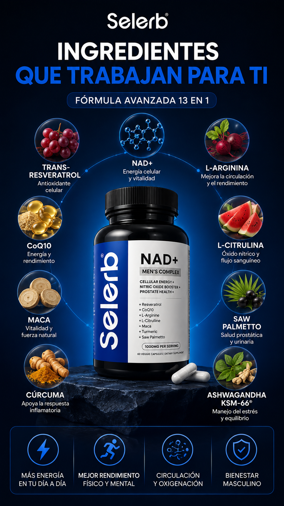 NAD+ Complejo Celular para Hombres - Selerb