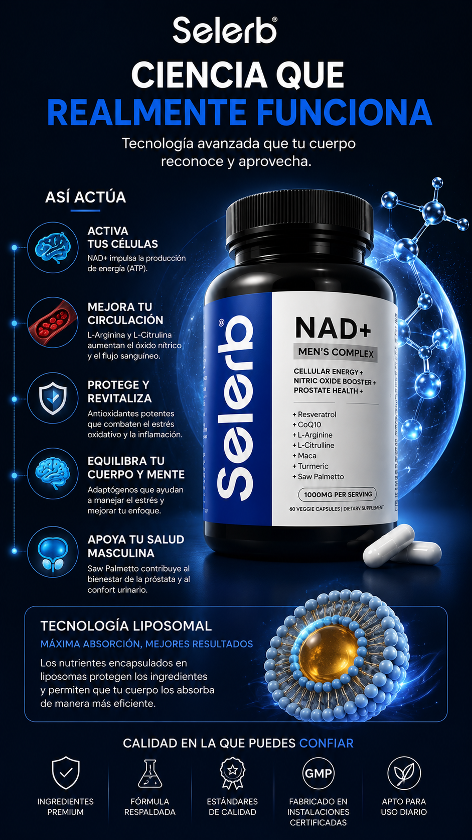 NAD+ Complejo Celular para Hombres - Selerb